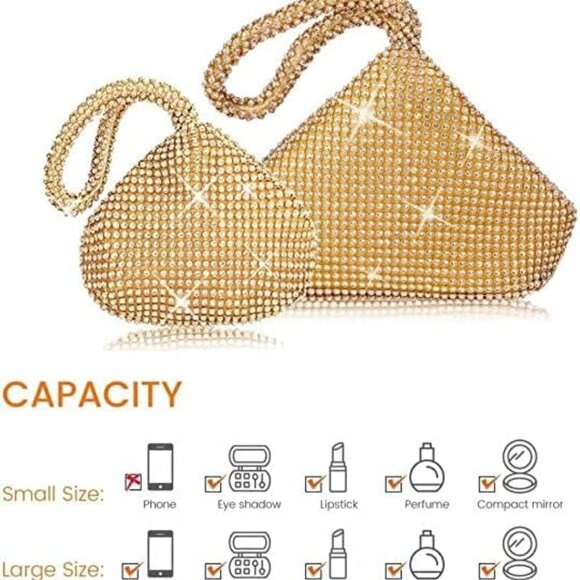 Women's Rhinestone Evening Bag Small Large Clutch Wedding Prom Party - Picture 4 of 7